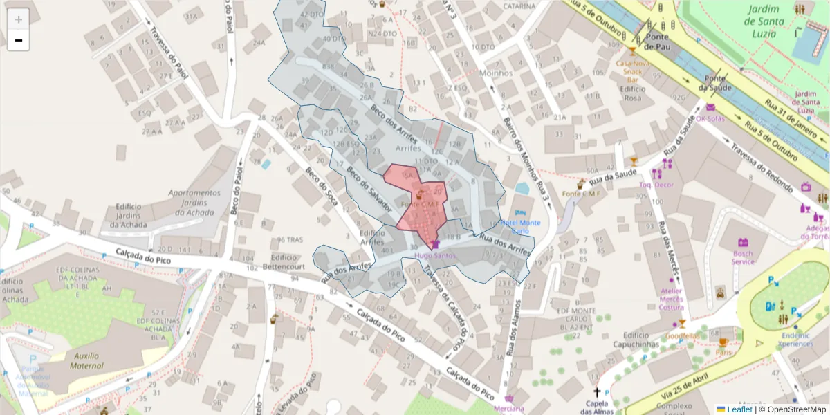 Mapa detalhado do código postal 9000-648 com limites, códigos postais vizinhos e agências dos correios