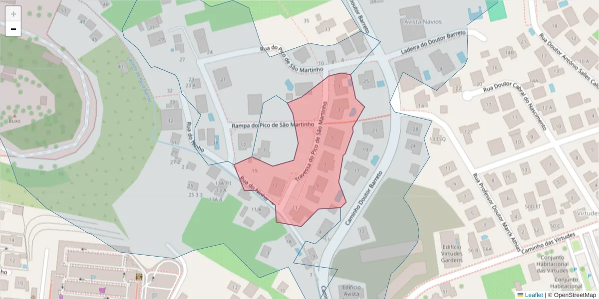 Mapa detalhado do código postal 9000-657 com limites, códigos postais vizinhos e agências dos correios