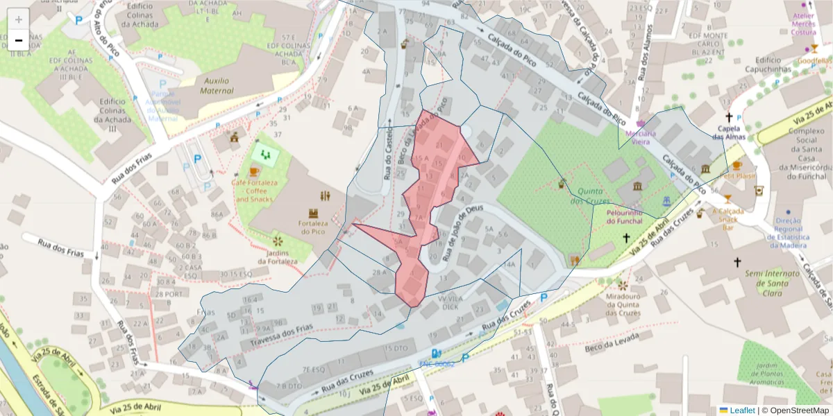 Mapa detalhado do código postal 9000-662 com limites, códigos postais vizinhos e agências dos correios