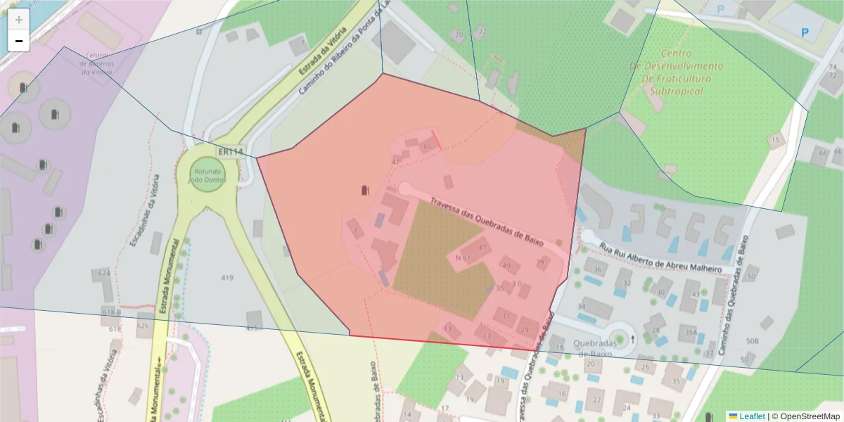 Mapa detalhado do código postal 9000-672 com limites, códigos postais vizinhos e agências dos correios