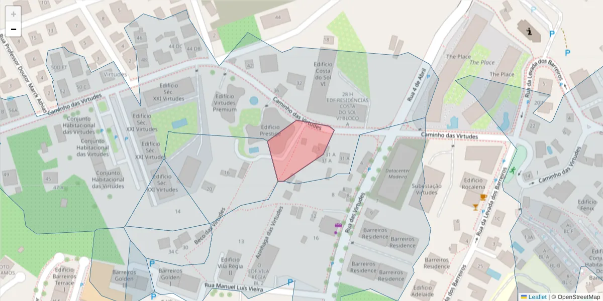 Mapa detalhado do código postal 9000-676 com limites, códigos postais vizinhos e agências dos correios