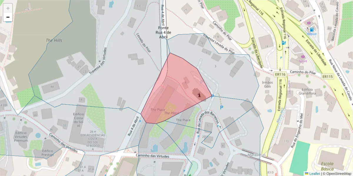 Mapa detalhado do código postal 9000-695 com limites, códigos postais vizinhos e agências dos correios