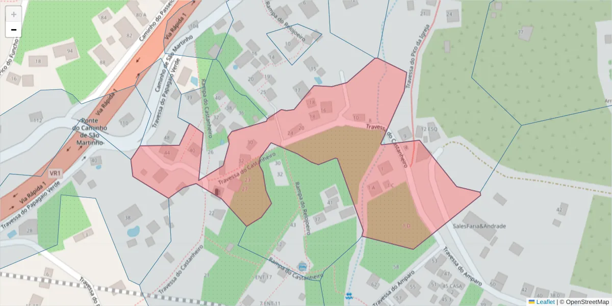 Mapa detalhado do código postal 9000-716 com limites, códigos postais vizinhos e agências dos correios