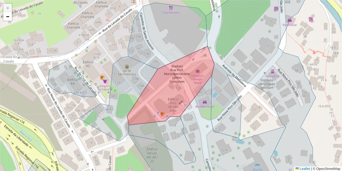 Mapa detalhado do código postal 9000-754 com limites, códigos postais vizinhos e agências dos correios