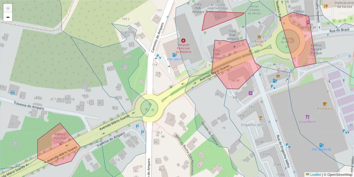 Mapa detalhado do código postal 9000-783 com limites, códigos postais vizinhos e agências dos correios