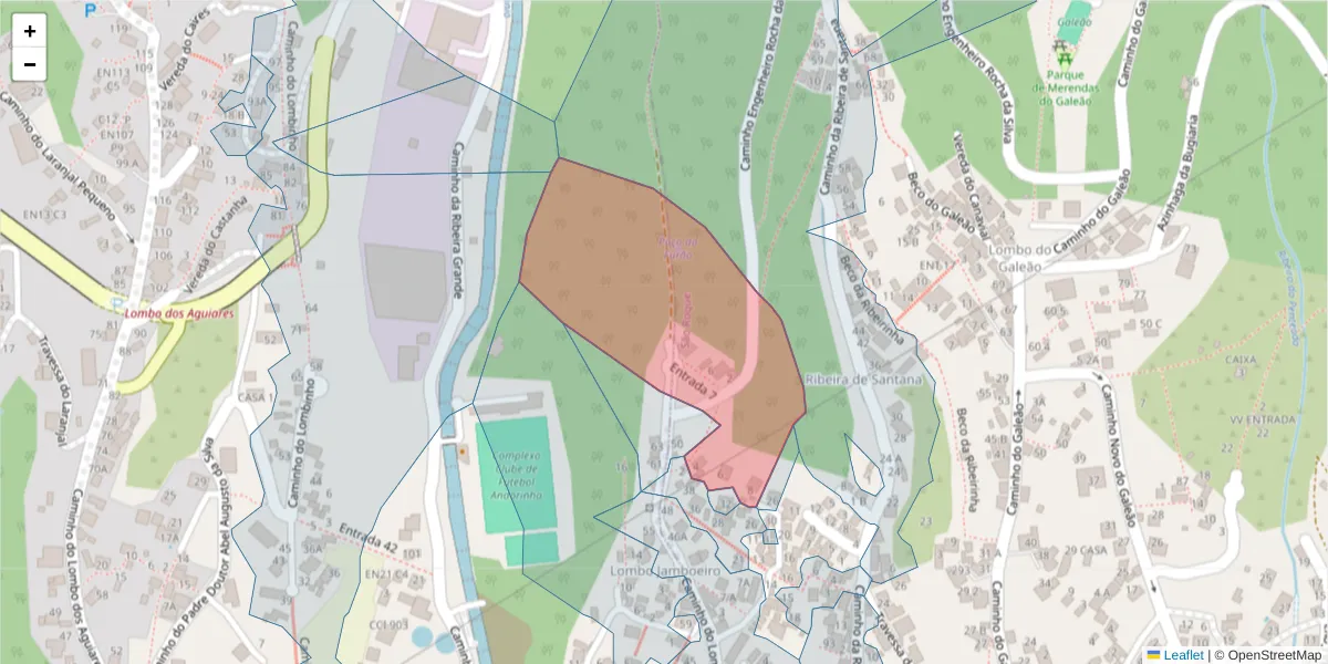 Mapa detalhado do código postal 9020-026 com limites, códigos postais vizinhos e agências dos correios