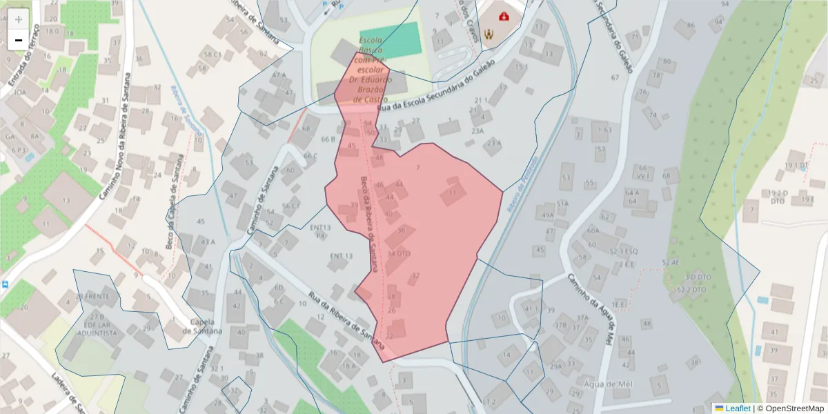 Mapa detalhado do código postal 9020-053 com limites, códigos postais vizinhos e agências dos correios