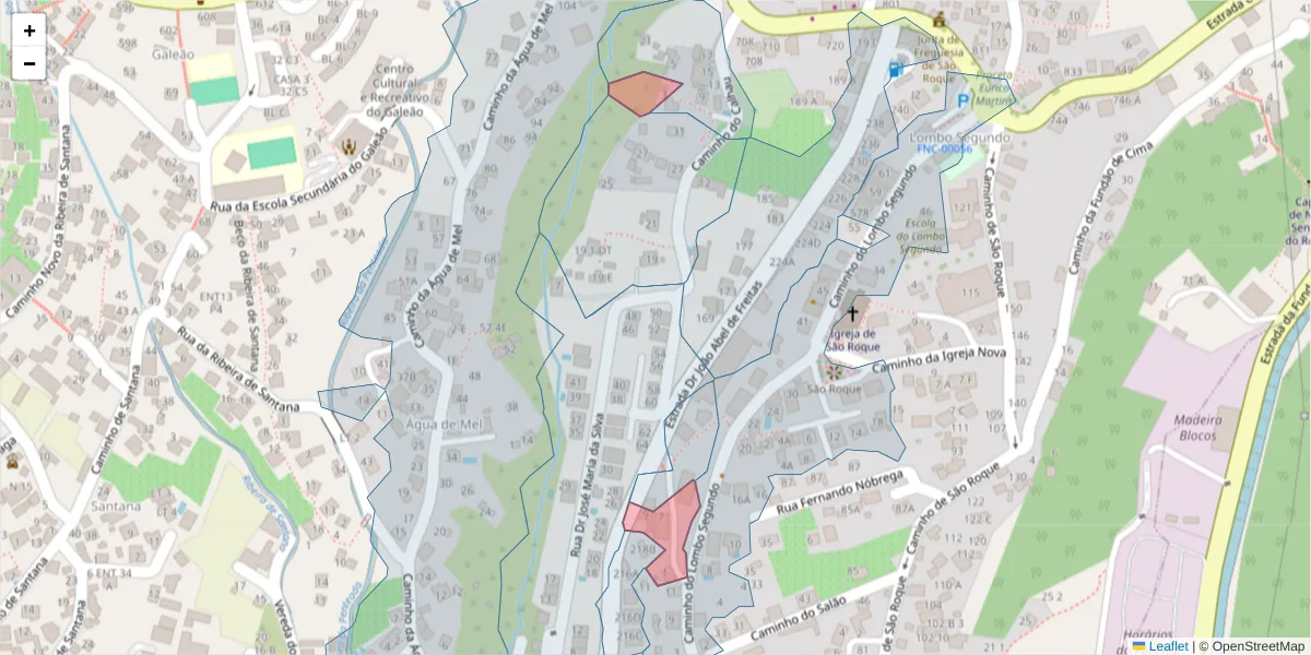 Mapa detalhado do código postal 9020-071 com limites, códigos postais vizinhos e agências dos correios