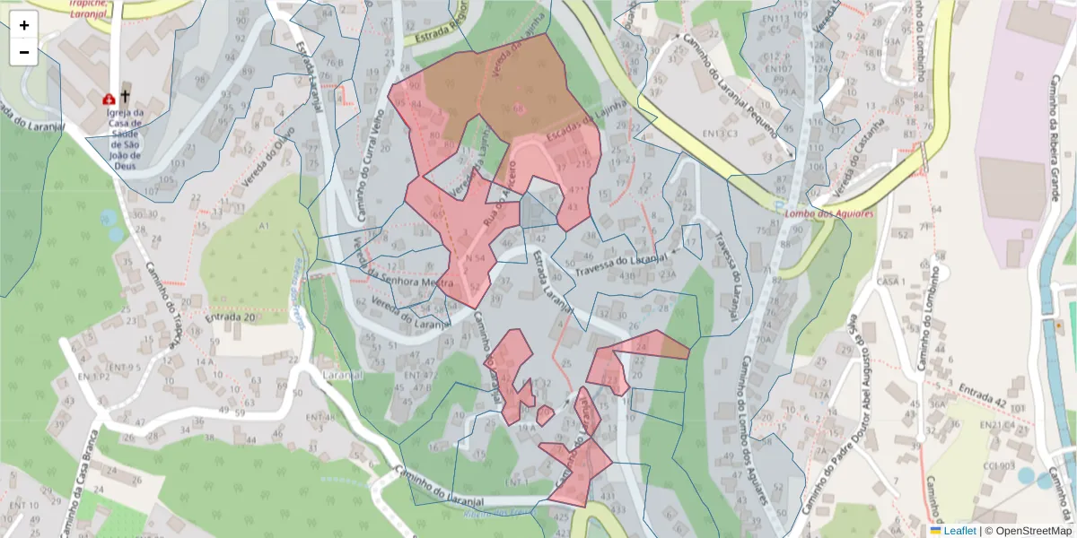Mapa detalhado do código postal 9020-091 com limites, códigos postais vizinhos e agências dos correios