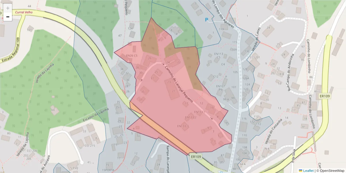 Mapa detalhado do código postal 9020-092 com limites, códigos postais vizinhos e agências dos correios