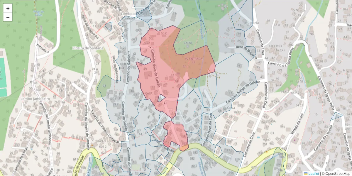 Mapa detalhado do código postal 9020-101 com limites, códigos postais vizinhos e agências dos correios