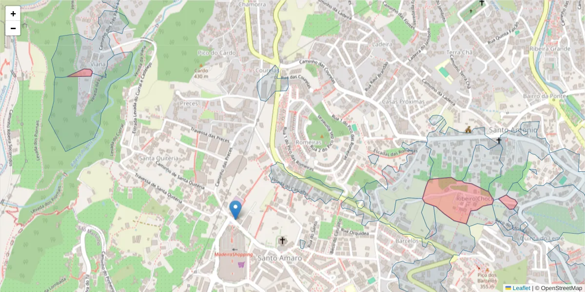 Mapa detalhado do código postal 9020-116 com limites, códigos postais vizinhos e agências dos correios