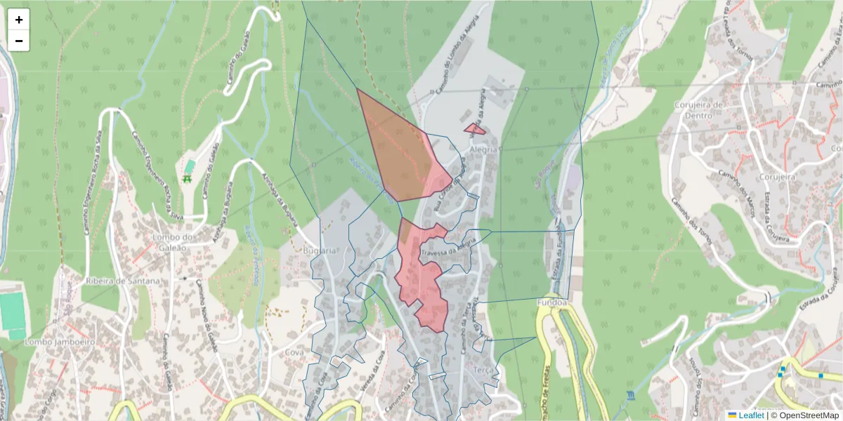 Mapa detalhado do código postal 9020-129 com limites, códigos postais vizinhos e agências dos correios