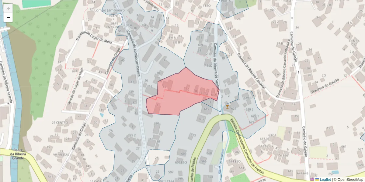 Mapa detalhado do código postal 9020-139 com limites, códigos postais vizinhos e agências dos correios