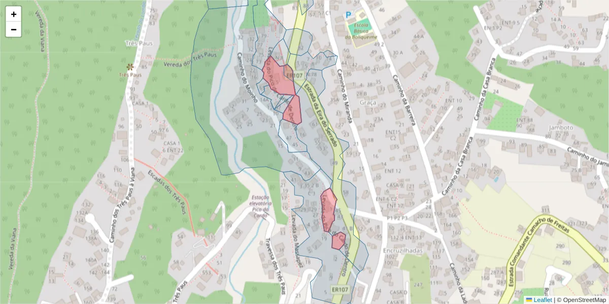Mapa detalhado do código postal 9020-144 com limites, códigos postais vizinhos e agências dos correios