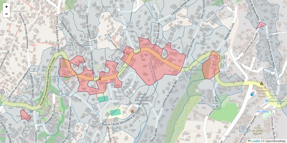 Mapa detalhado do código postal 9020-153 com limites, códigos postais vizinhos e agências dos correios