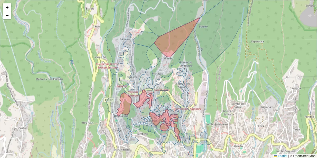 Mapa detalhado do código postal 9020-159 com limites, códigos postais vizinhos e agências dos correios