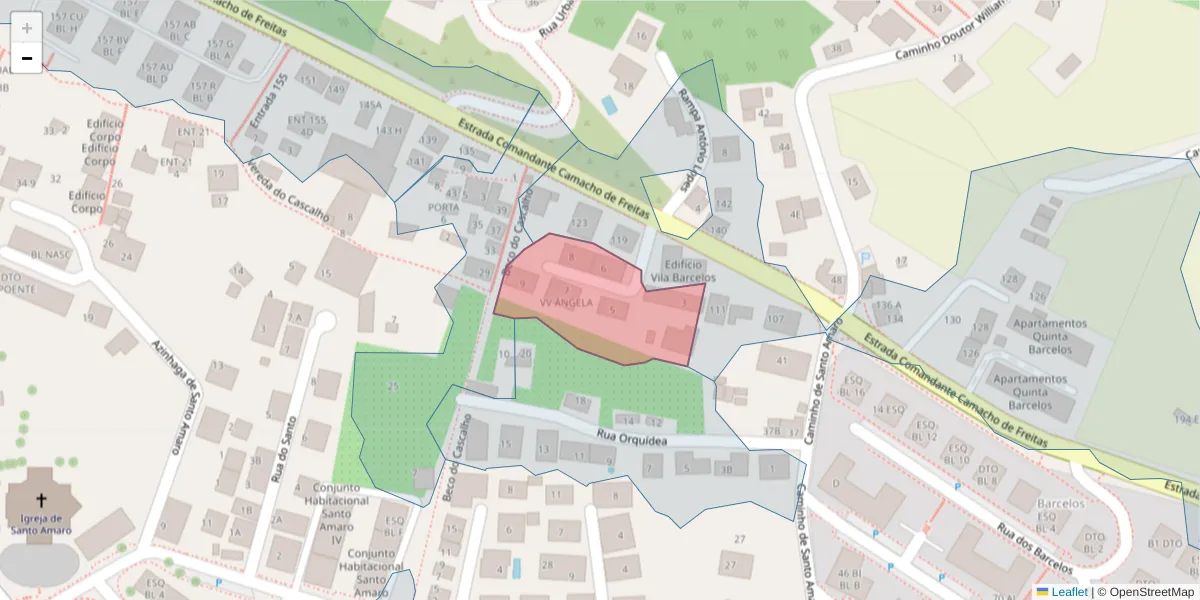 Mapa detalhado do código postal 9020-178 com limites, códigos postais vizinhos e agências dos correios