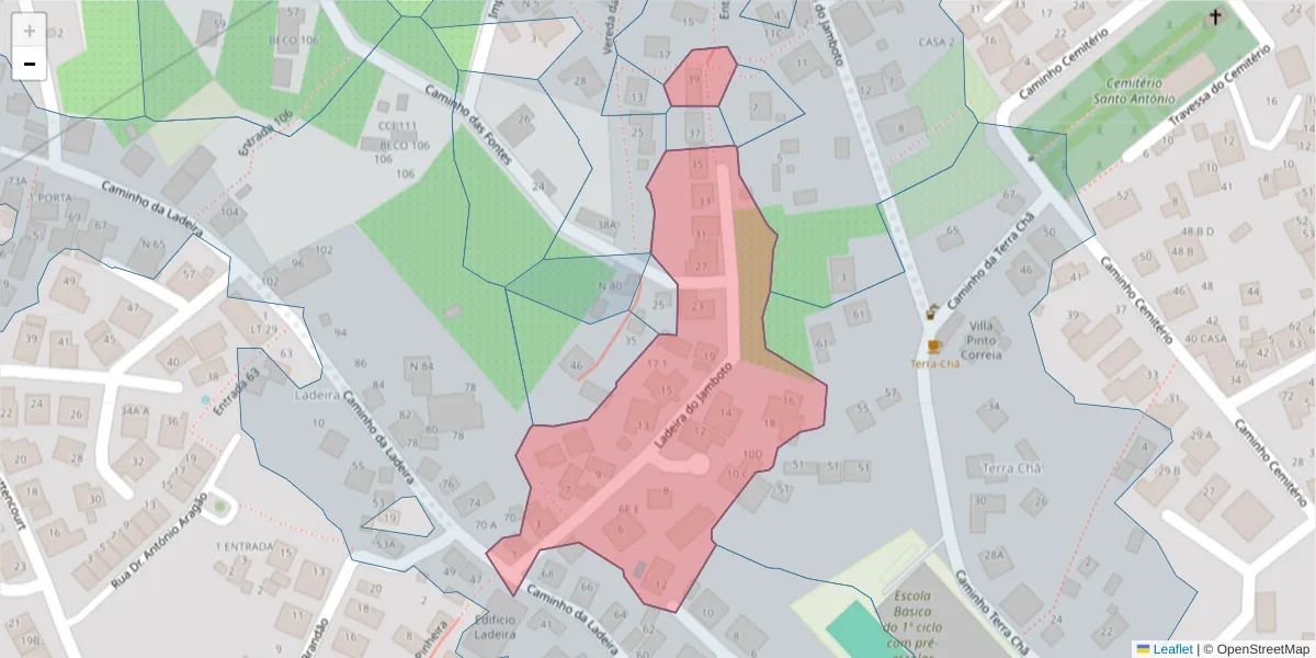 Mapa detalhado do código postal 9020-182 com limites, códigos postais vizinhos e agências dos correios