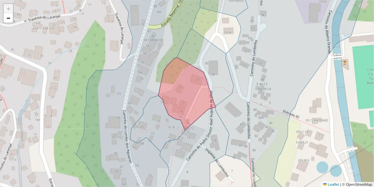 Mapa detalhado do código postal 9020-188 com limites, códigos postais vizinhos e agências dos correios