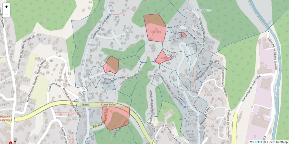 Mapa detalhado do código postal 9020-189 com limites, códigos postais vizinhos e agências dos correios