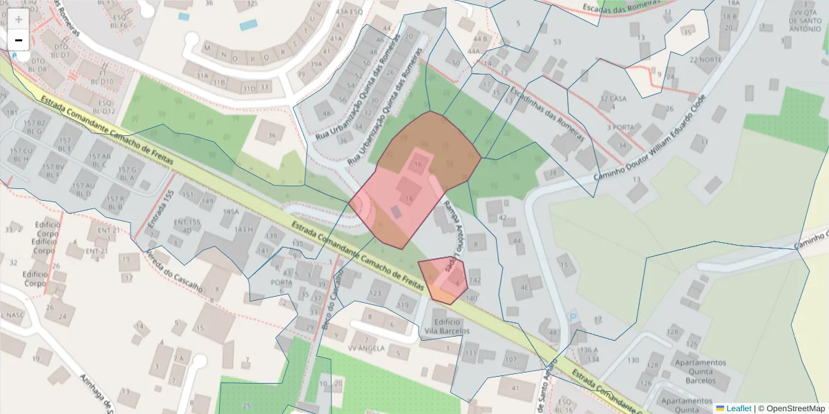 Mapa detalhado do código postal 9020-191 com limites, códigos postais vizinhos e agências dos correios