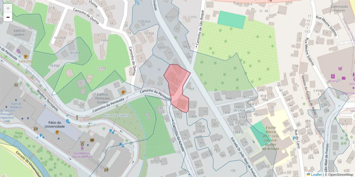 Mapa detalhado do código postal 9020-194 com limites, códigos postais vizinhos e agências dos correios