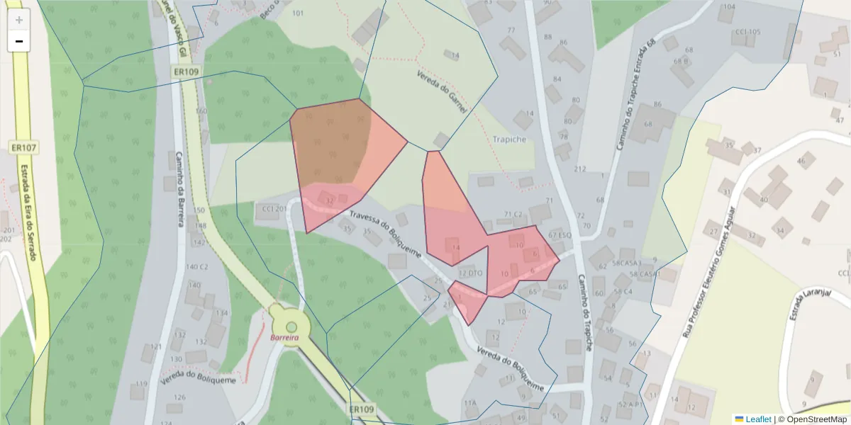 Mapa detalhado do código postal 9020-233 com limites, códigos postais vizinhos e agências dos correios