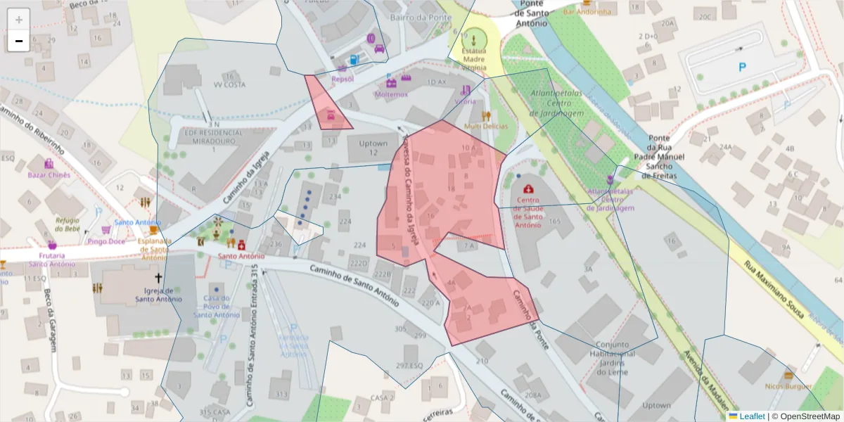Mapa detalhado do código postal 9020-234 com limites, códigos postais vizinhos e agências dos correios