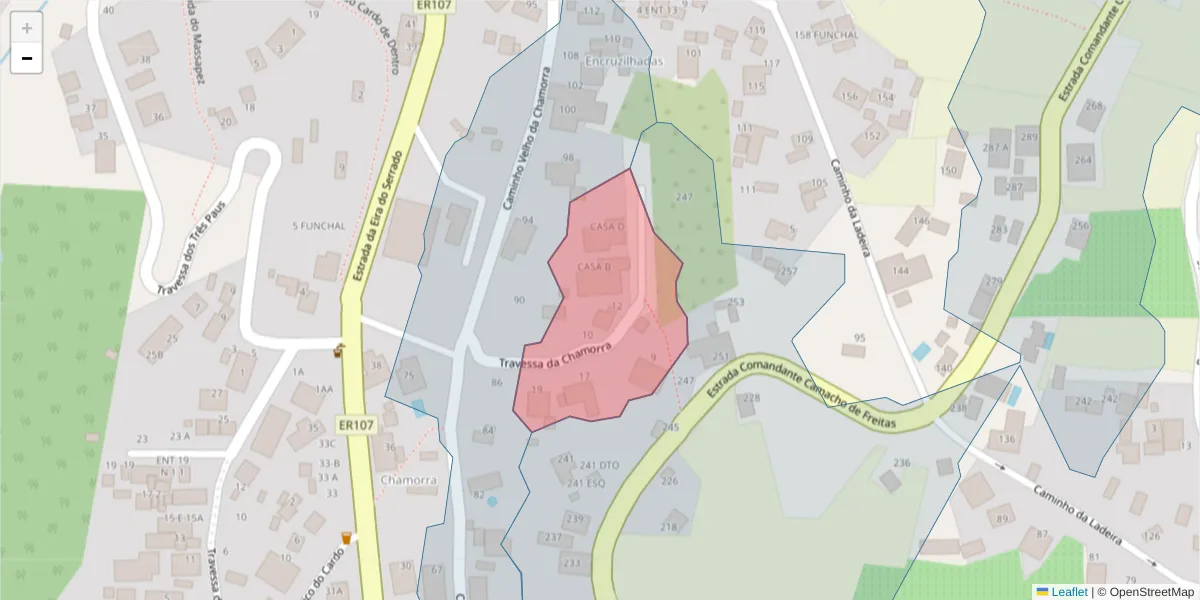 Mapa detalhado do código postal 9020-239 com limites, códigos postais vizinhos e agências dos correios