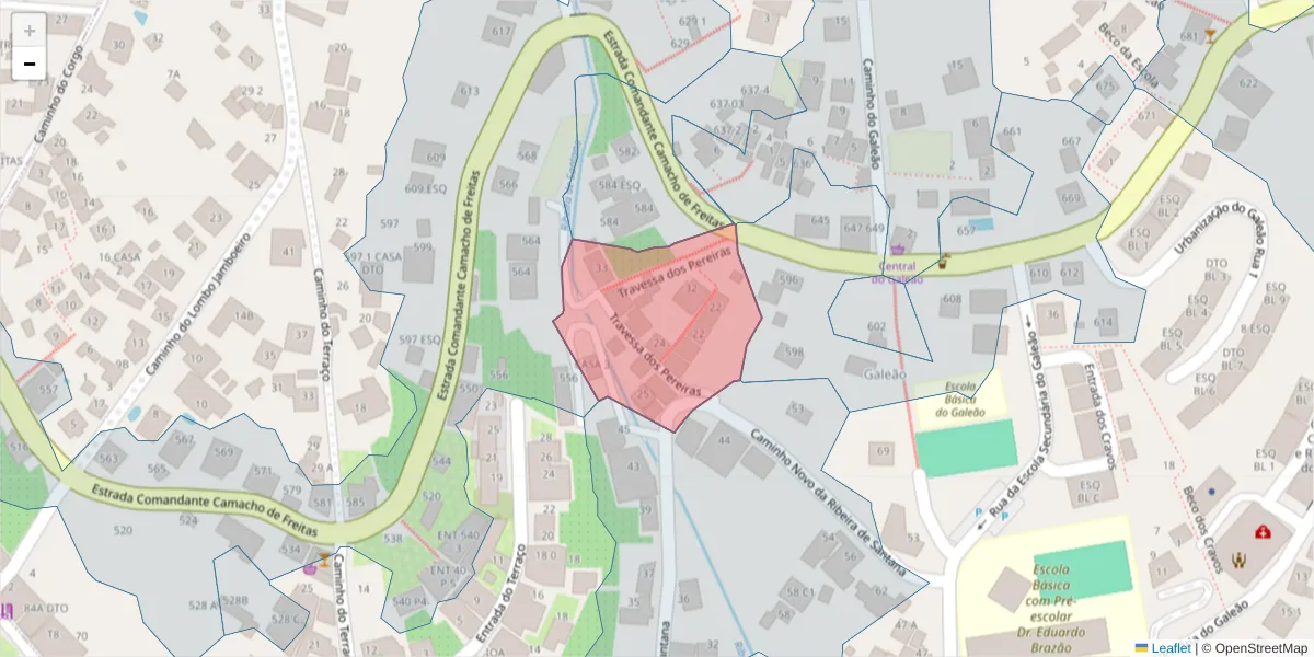 Mapa detalhado do código postal 9020-248 com limites, códigos postais vizinhos e agências dos correios