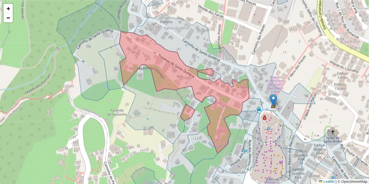 Mapa detalhado do código postal 9020-257 com limites, códigos postais vizinhos e agências dos correios