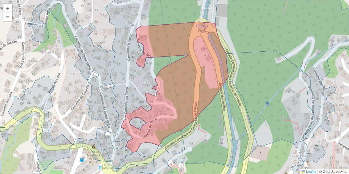 Mapa detalhado do código postal 9020-259 com limites, códigos postais vizinhos e agências dos correios