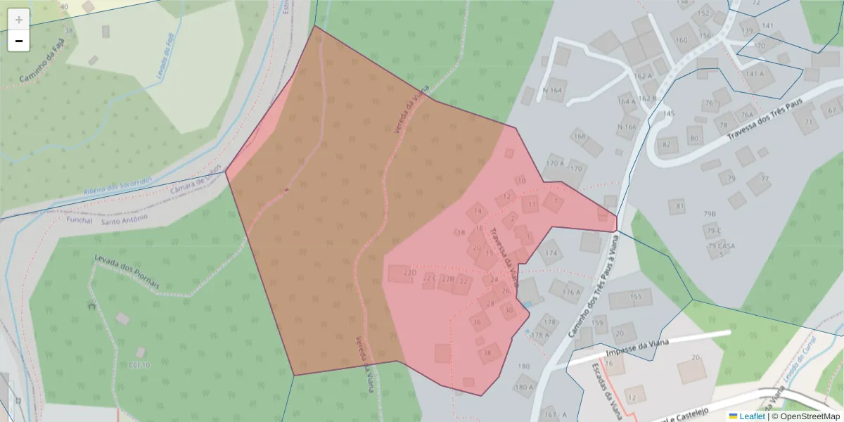 Mapa detalhado do código postal 9020-261 com limites, códigos postais vizinhos e agências dos correios