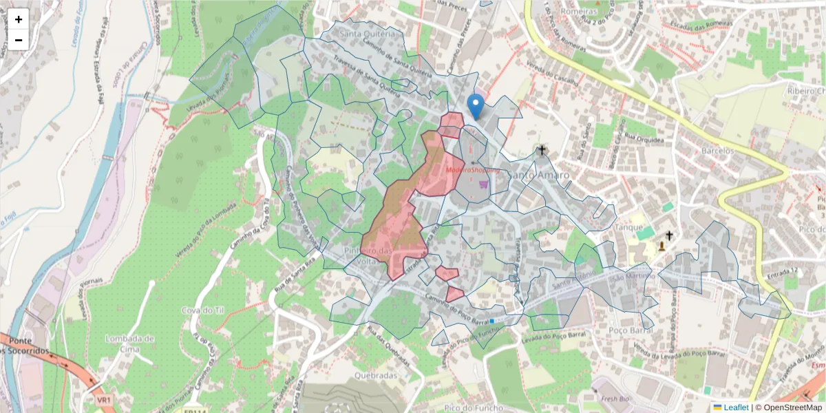 Mapa detalhado do código postal 9020-263 com limites, códigos postais vizinhos e agências dos correios