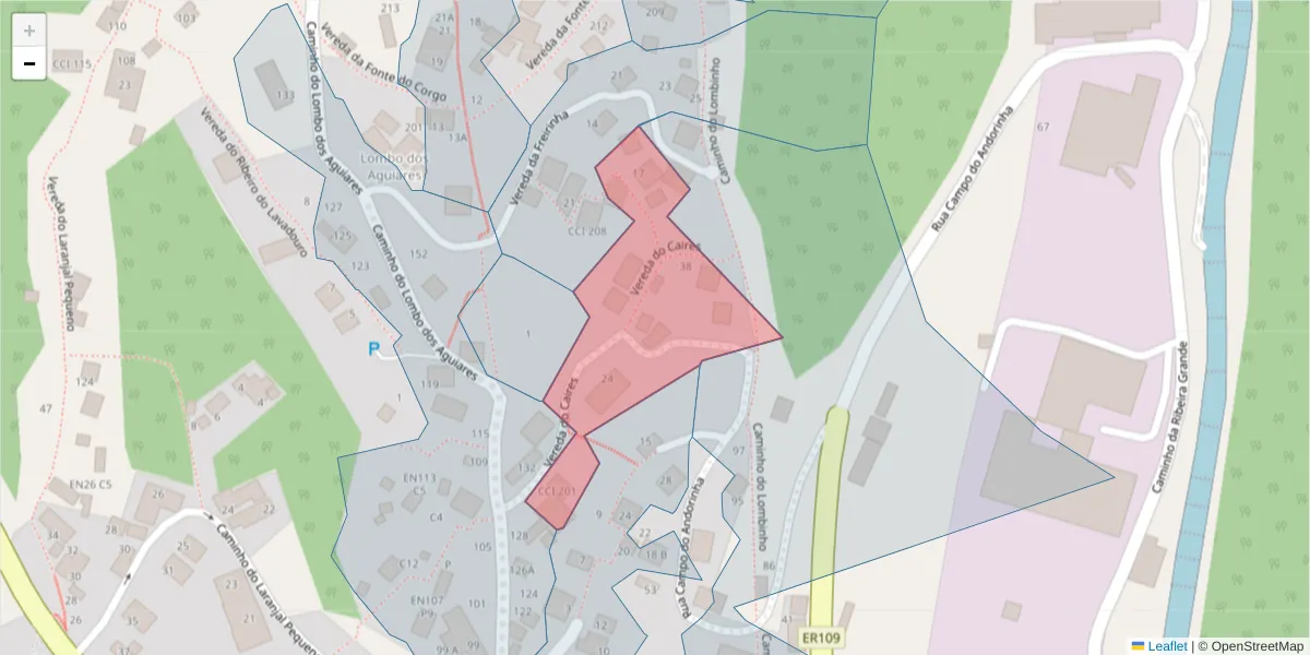 Mapa detalhado do código postal 9020-266 com limites, códigos postais vizinhos e agências dos correios