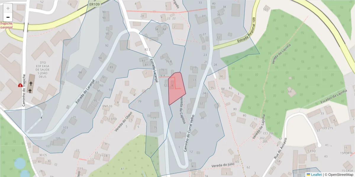 Mapa detalhado do código postal 9020-272 com limites, códigos postais vizinhos e agências dos correios