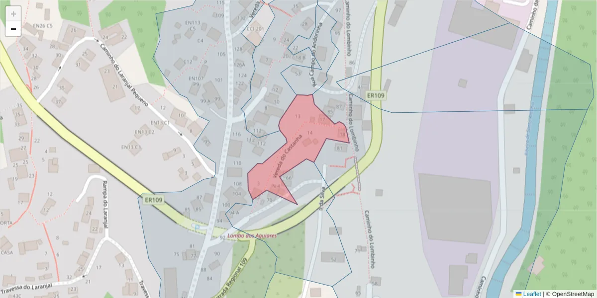 Mapa detalhado do código postal 9020-275 com limites, códigos postais vizinhos e agências dos correios