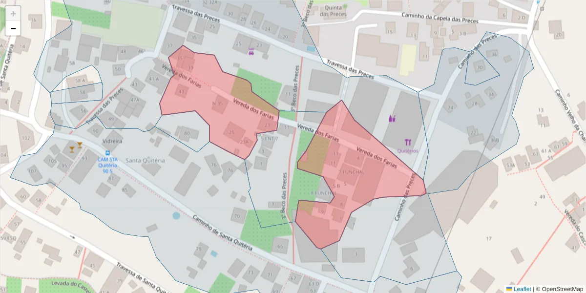 Mapa detalhado do código postal 9020-279 com limites, códigos postais vizinhos e agências dos correios
