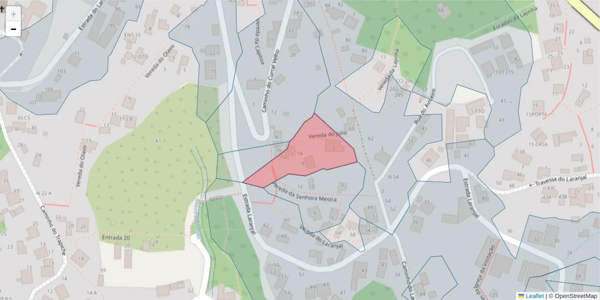 Mapa detalhado do código postal 9020-288 com limites, códigos postais vizinhos e agências dos correios