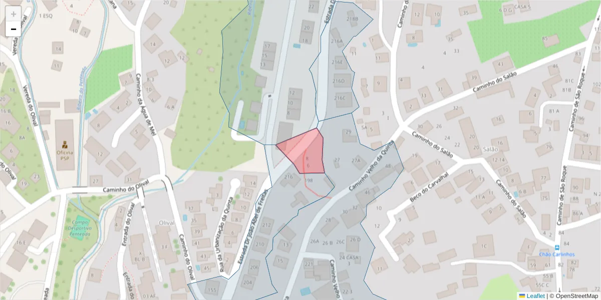 Mapa detalhado do código postal 9020-291 com limites, códigos postais vizinhos e agências dos correios