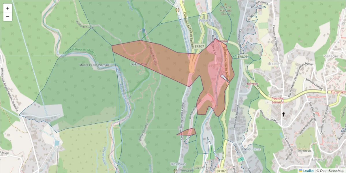 Mapa detalhado do código postal 9020-298 com limites, códigos postais vizinhos e agências dos correios