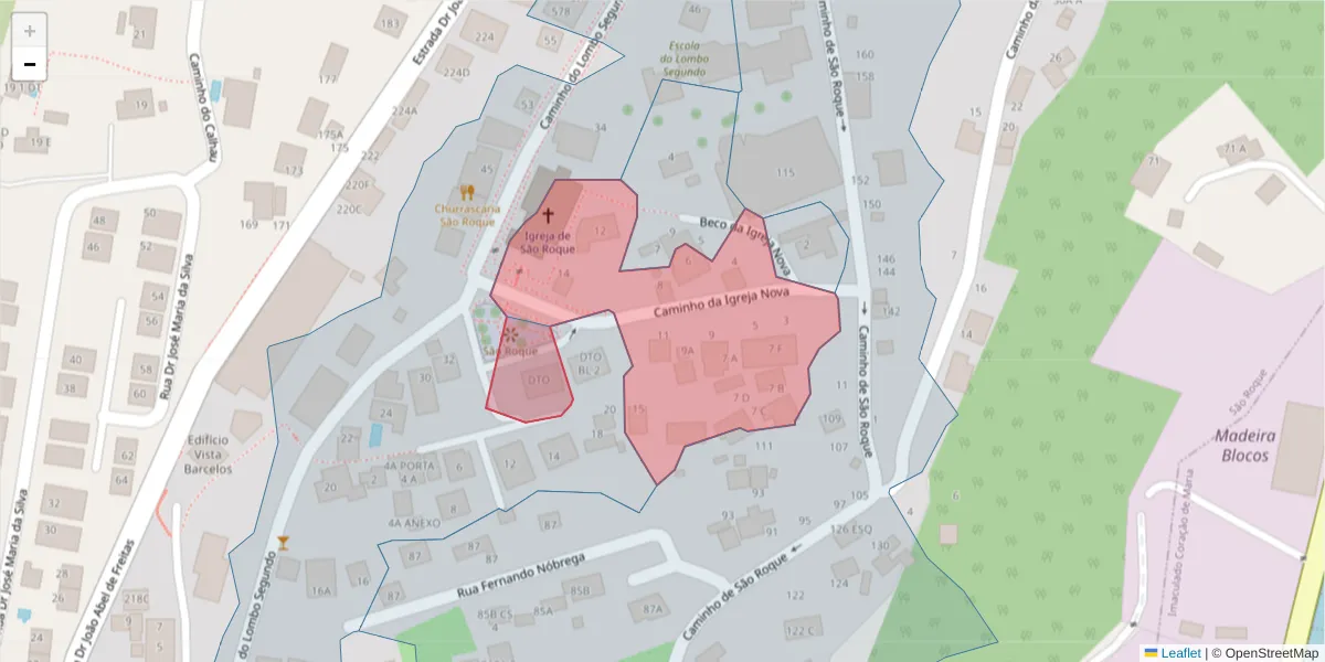 Mapa detalhado do código postal 9020-312 com limites, códigos postais vizinhos e agências dos correios