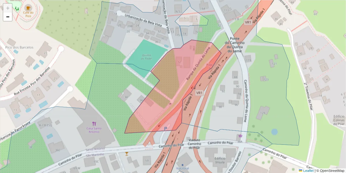Mapa detalhado do código postal 9020-316 com limites, códigos postais vizinhos e agências dos correios