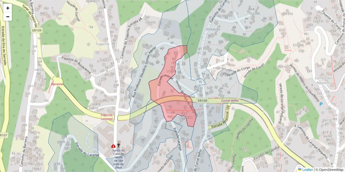 Mapa detalhado do código postal 9020-318 com limites, códigos postais vizinhos e agências dos correios