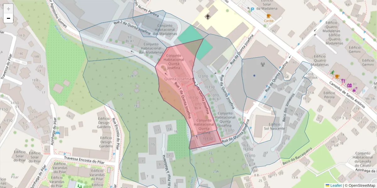 Mapa detalhado do código postal 9020-321 com limites, códigos postais vizinhos e agências dos correios