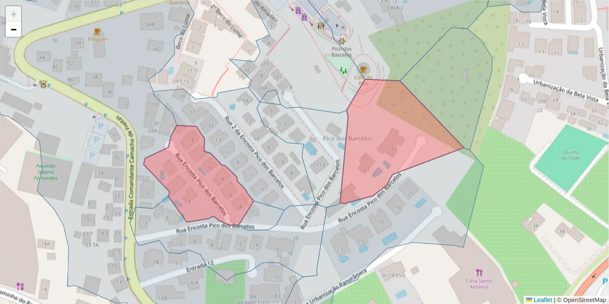 Mapa detalhado do código postal 9020-348 com limites, códigos postais vizinhos e agências dos correios