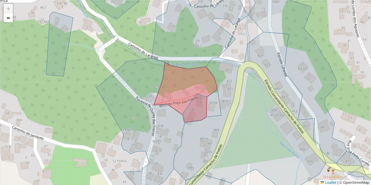Mapa detalhado do código postal 9020-369 com limites, códigos postais vizinhos e agências dos correios