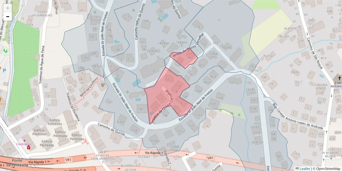 Mapa detalhado do código postal 9020-370 com limites, códigos postais vizinhos e agências dos correios