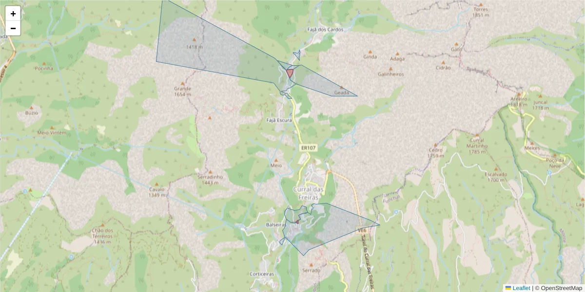 Mapa detalhado do código postal 9030-300 com limites, códigos postais vizinhos e agências dos correios
